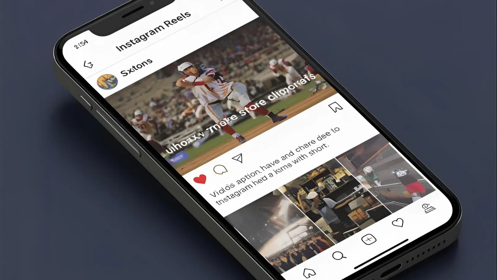 Instagram Reels upload with short caption on a sports clip.